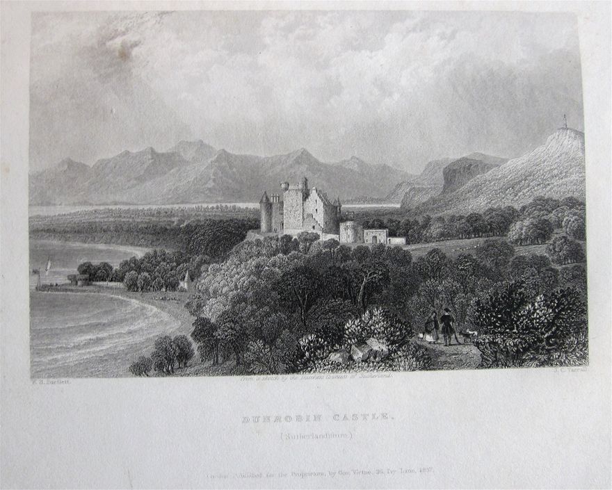 Dunrobin Castle, an engraving after W.H. Bartlett.