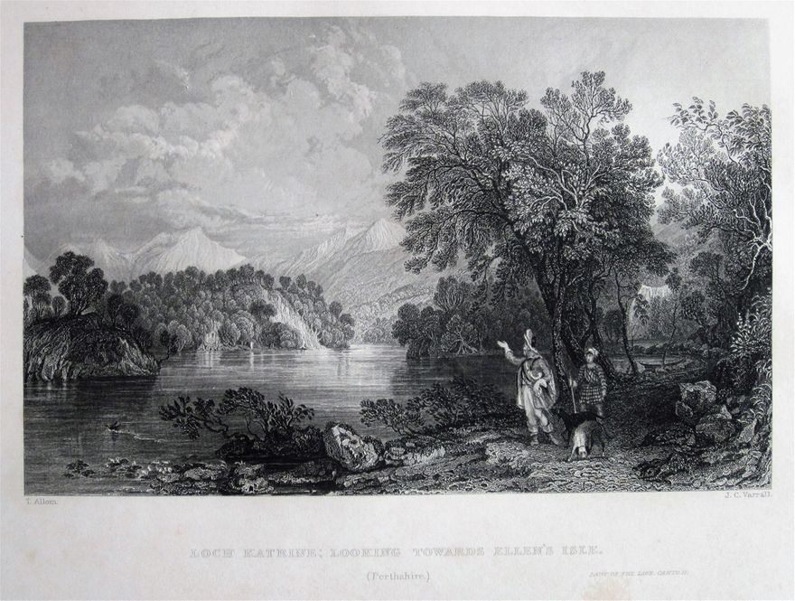 Loch Katrine, Looking Towards Ellen's Isle, an engraving after Thomas Allom.