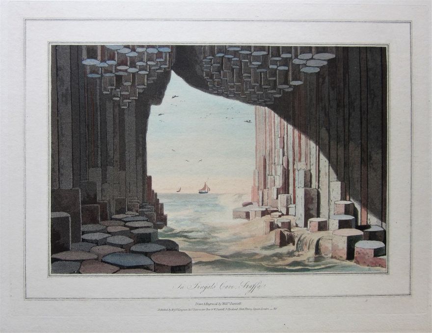 William Daniell's aquatint of Staffa, and engraving dated 1821.