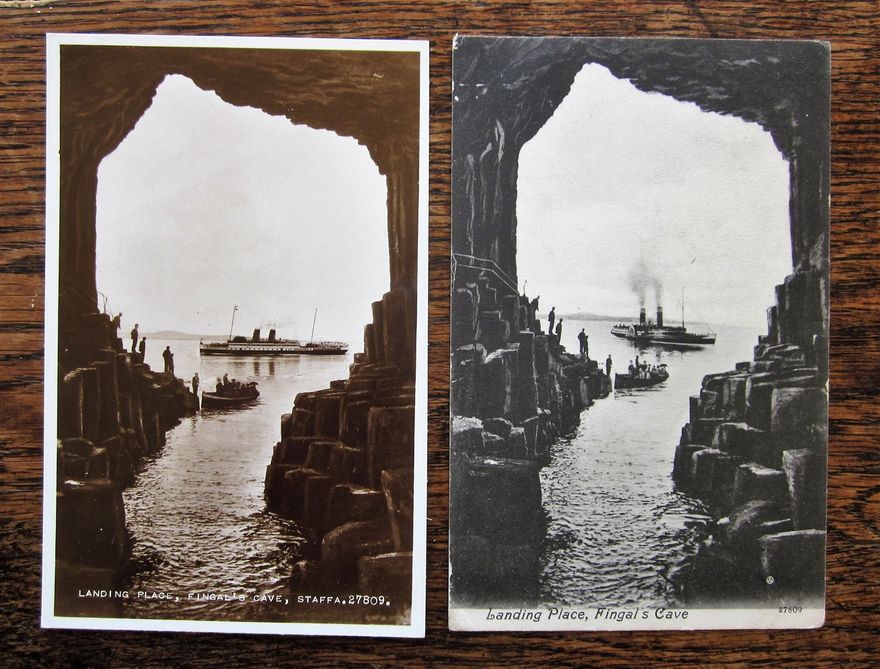 Two images by Valentine, using the same base image (27809) but with different ships. The one on the right was posted in 1908.
