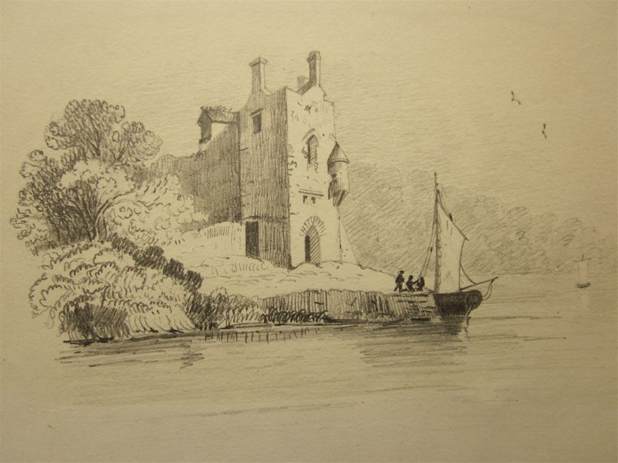 A 19th century pencil sketch of the castle.