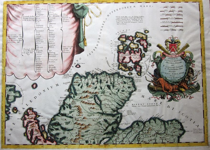 A map by P. Coronelli of Scotia, parte settentrionale, published in 1692.