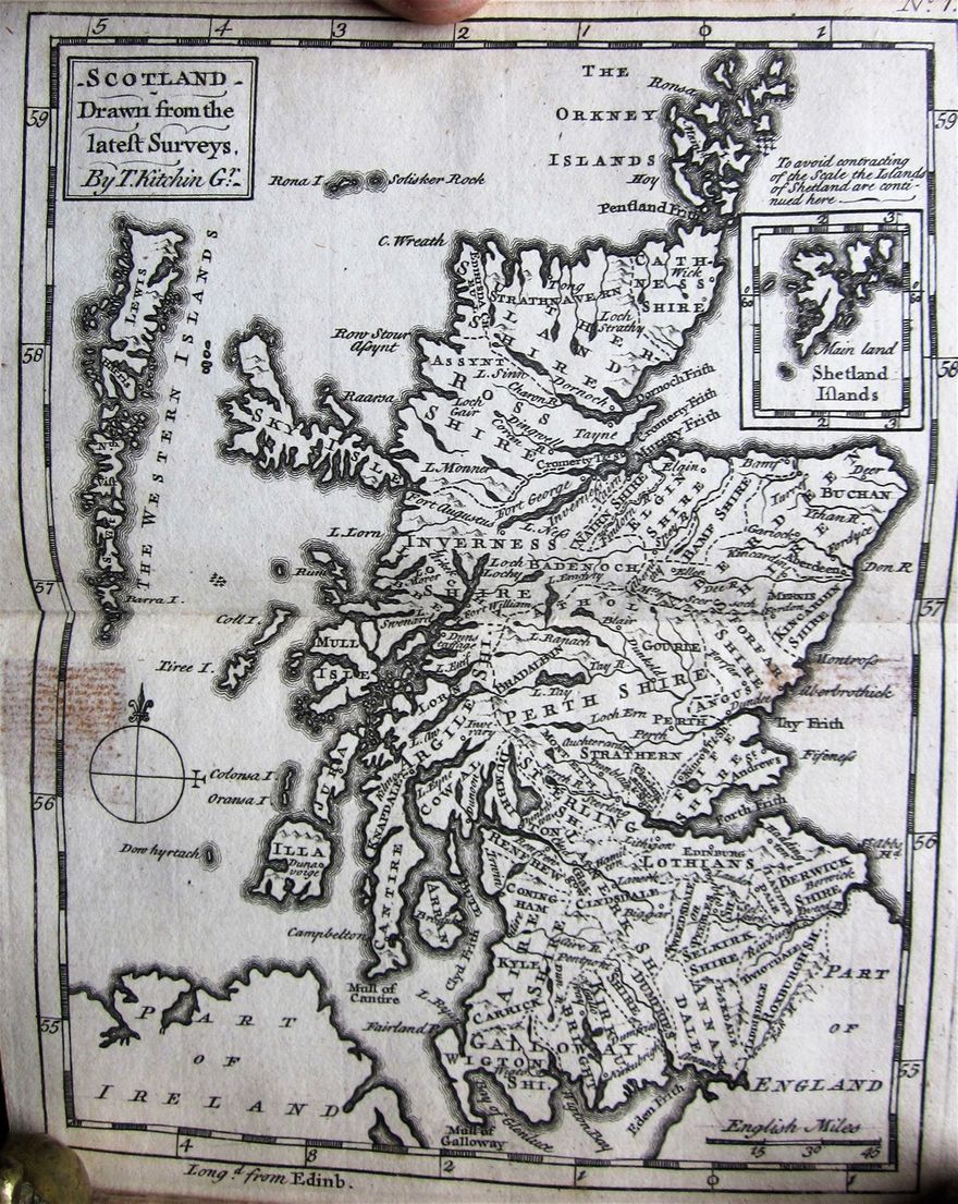 The map of Scotland from T. Kitchin's Geographia Scotiae, 1756.