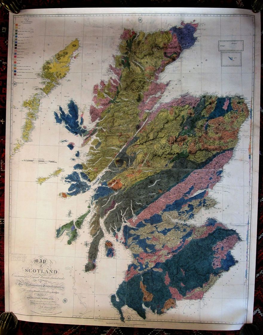 Reproduction copy of MacCulloch's 1836 Geological Map of Scotland.