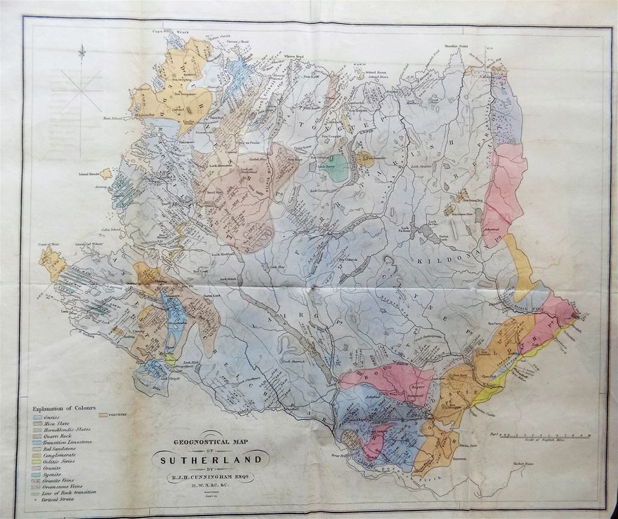Geognostical Map of Sutherland, by Robert Hay Cunningham, 1841.