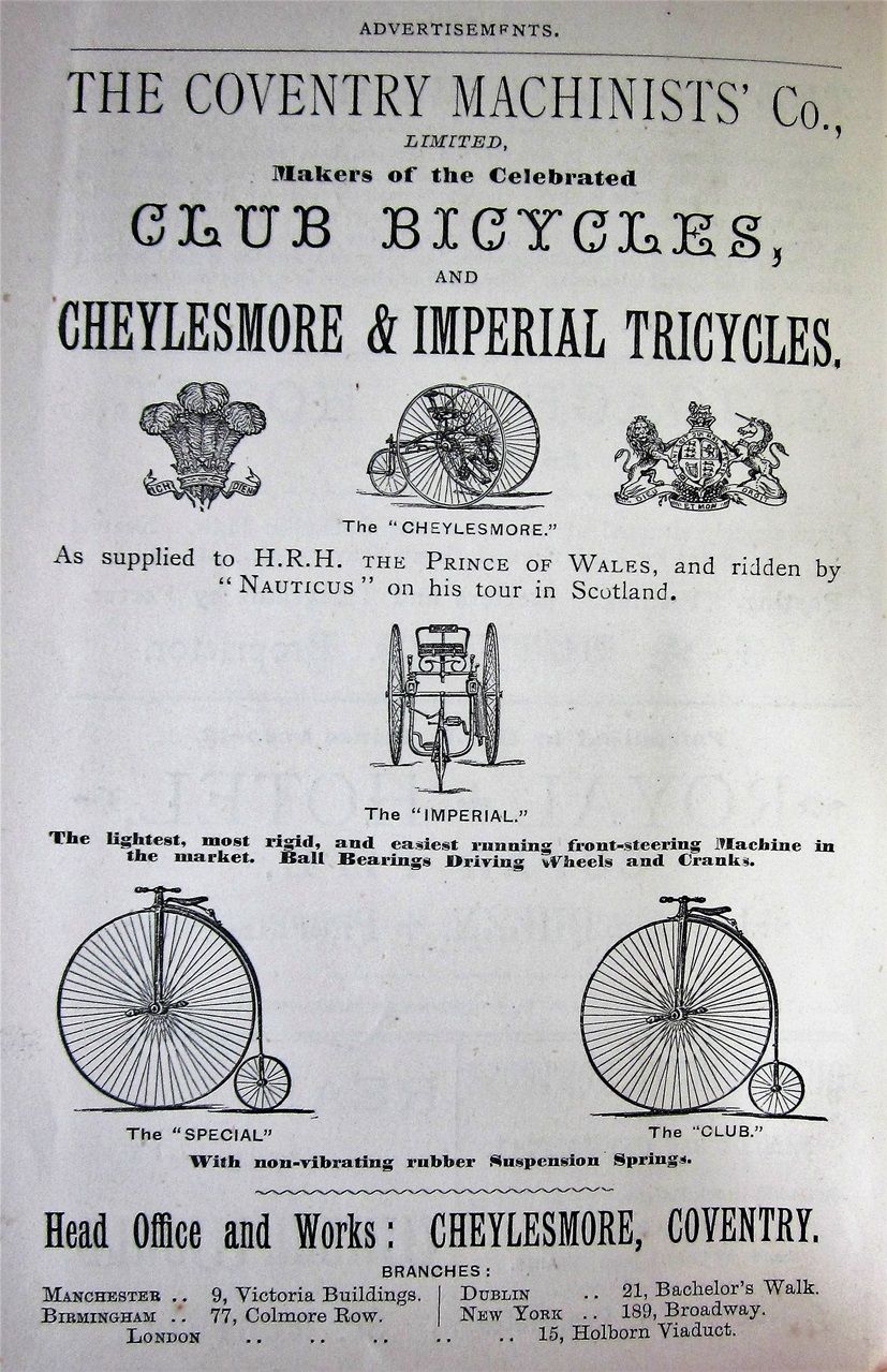 1882 advert for Cheylesmore vehicles.