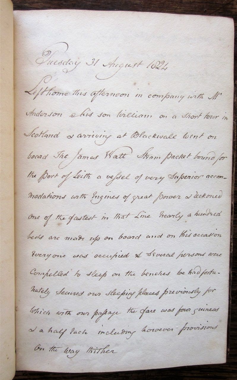 The first page of Robert Gray's account of his tour from London to Scotland in 1824. His handwriting is mercifully neat!