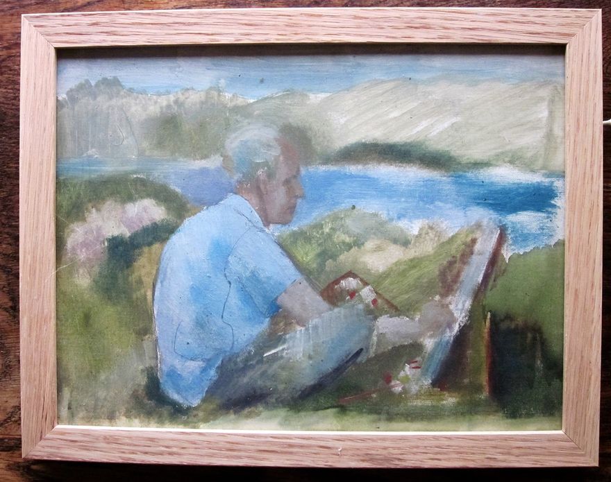 An artist painting in the Highlands.
