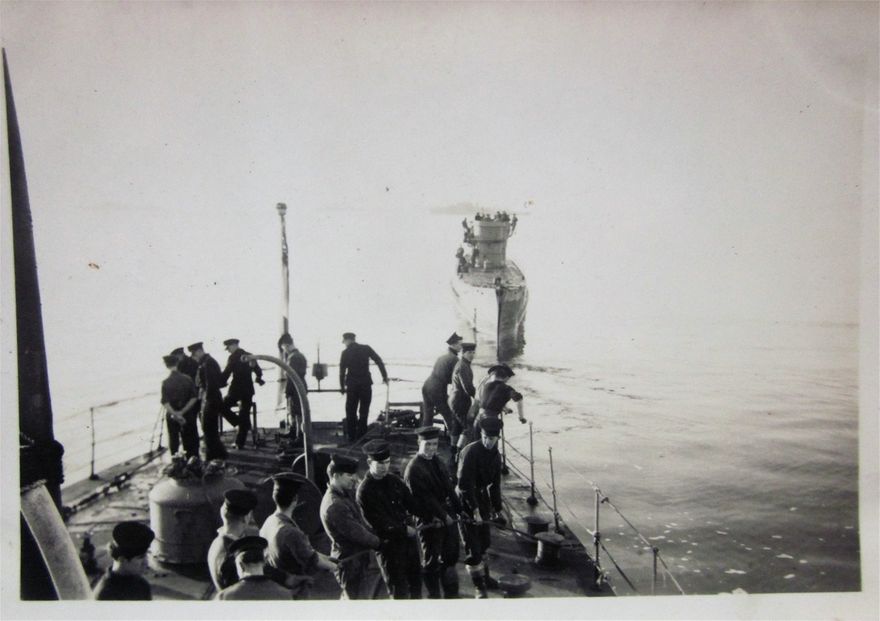 A U-boat in tow.