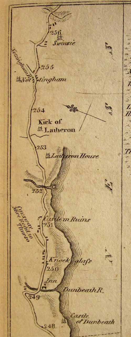 Section of the raod north from Dornoch showing the 'Causeway Mire' leading off to the left, suggesting a short cut to Thurso.