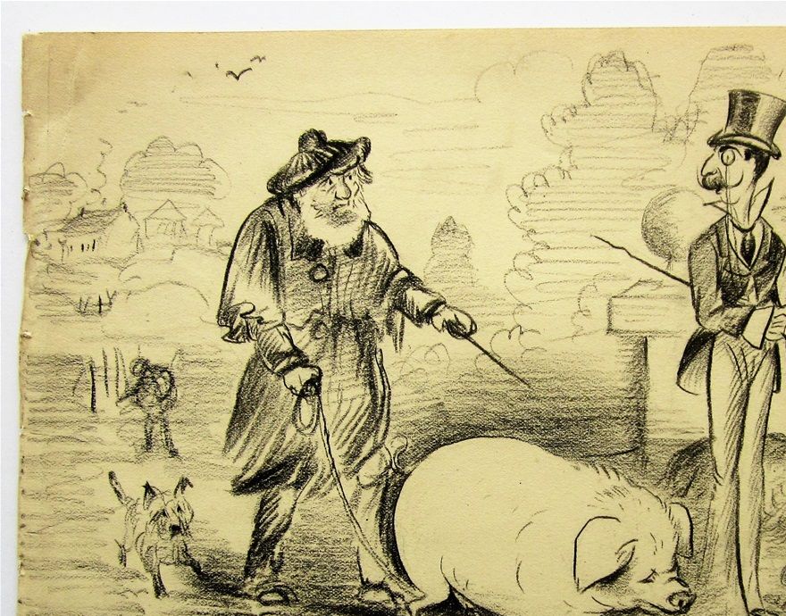 Original cartoon by William Donnelly from his sketchbook, dated 1872. 