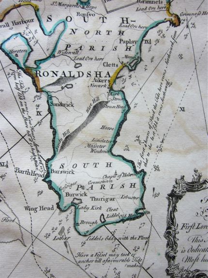 Detail of the area to the north of the Pentland Skerries, showing the help the charts provide for the mariner picking his way through the Pentland Firth.