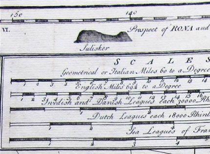 Detail from Mackenzie's chart of North Lewis, showing profiles of Rona and Sulisker.