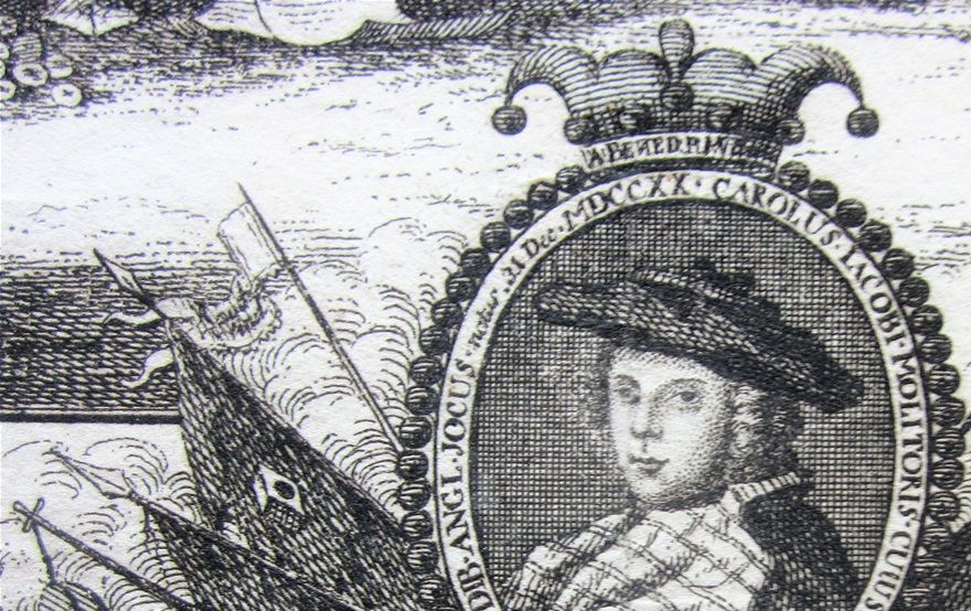 The image of the Young Pretender, crowned with a fool's crown, and decorated with 'smoke and wind'.