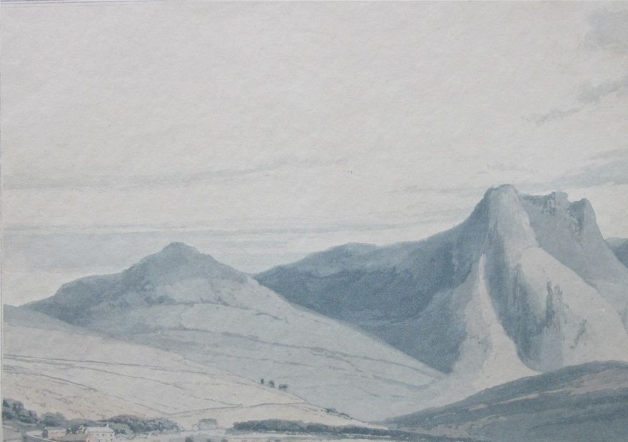 William Daniell's aquatint of The Kyle of Tongue, c1820. Tongue House is visible on the left, and the little lodge lies beneath Ben Loyal towards the right. People are gathering shellfish on the shore, and the flag at the lodge is flying.