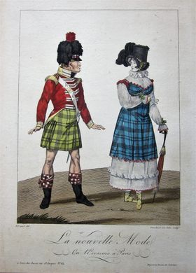The New Fashion, or the Scots in Paris, an image after Noel Finart published 16th September, 1815 by Paul Basset.