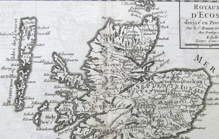 A detail from the de Robert de Vaugondy map of 1748, again lacking the Cape Wrath headland.