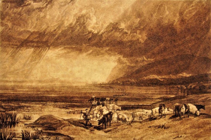 A dramatic sepia drawing by an unknown artist.