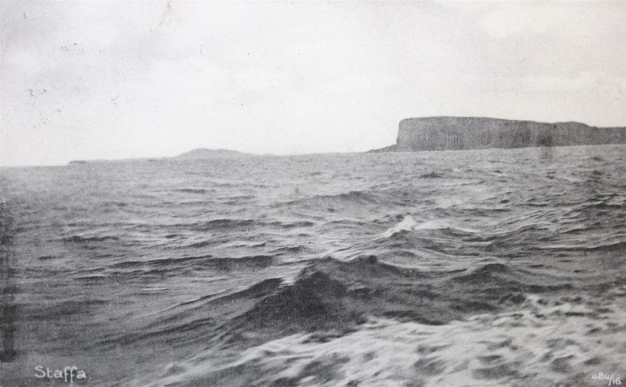 The approach to Staffa. A Reliable Series postcard posted in 1914.