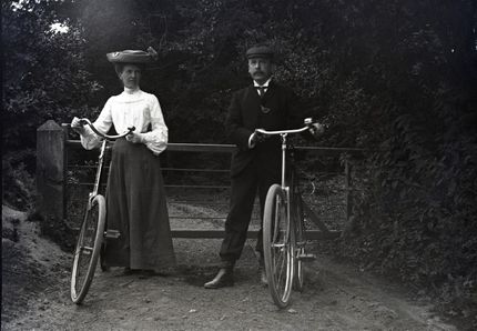 A smart pair of cyclists, date, place and photographer unknown.