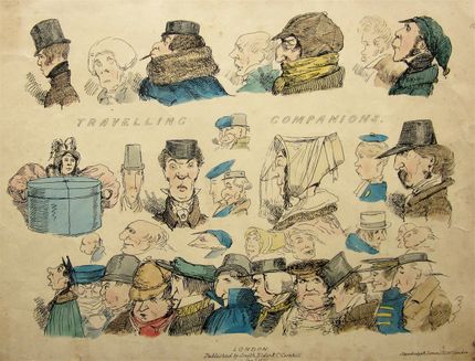 Travellers were at times fairly squashed into coaches, giving rise to caricatures like this one by an anonymous artist, published by Smith, Elder & Co., in 1835.